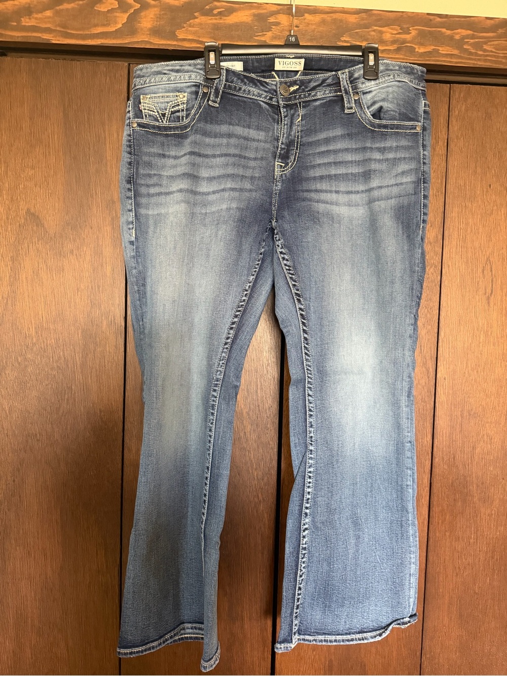 Vigoss Medium Wash Bootcut Jeans with Faded Whiskering